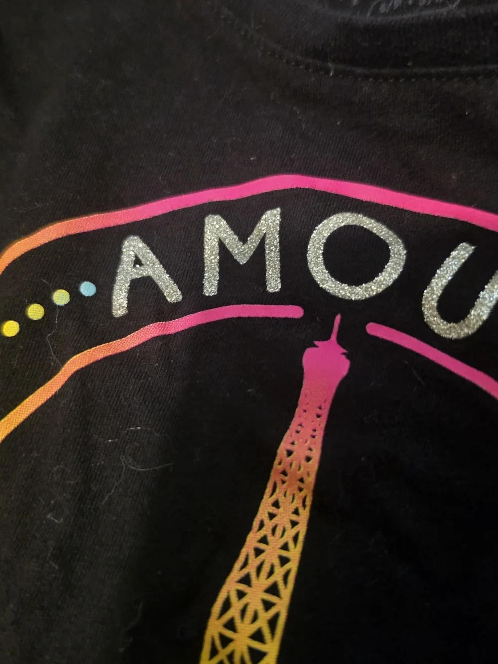 The Children's Place Black Long Sleeve 'Amour Paris' Rainbow Eiffel Tee